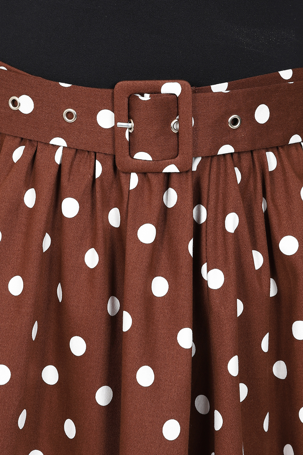 Paula Polka Dot Swing Skirt in Brown